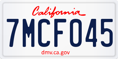 CA license plate 7MCF045