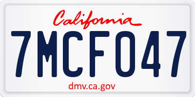 CA license plate 7MCF047