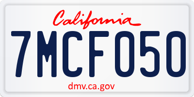 CA license plate 7MCF050
