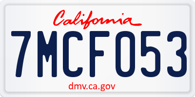 CA license plate 7MCF053