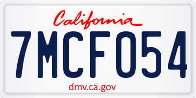 CA license plate 7MCF054