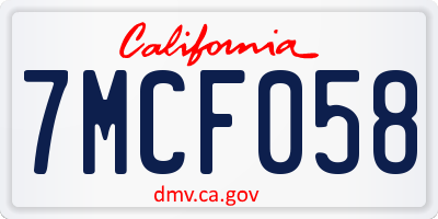 CA license plate 7MCF058