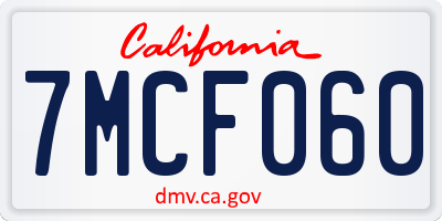CA license plate 7MCF060