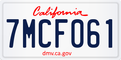 CA license plate 7MCF061