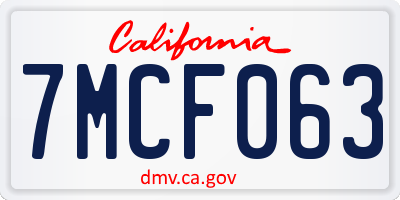 CA license plate 7MCF063