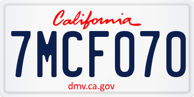 CA license plate 7MCF070