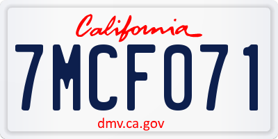 CA license plate 7MCF071