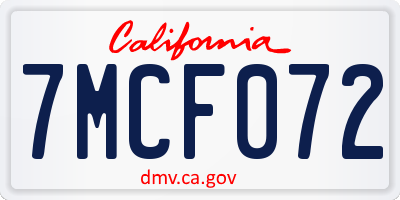 CA license plate 7MCF072