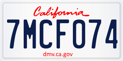 CA license plate 7MCF074