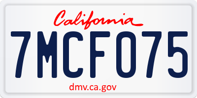 CA license plate 7MCF075