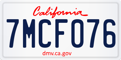 CA license plate 7MCF076