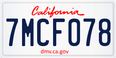 CA license plate 7MCF078