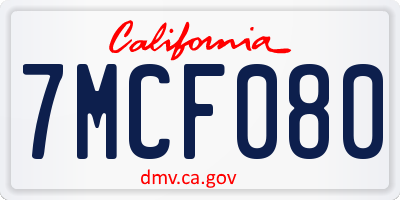 CA license plate 7MCF080