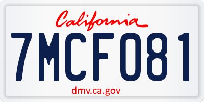 CA license plate 7MCF081