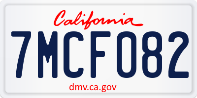 CA license plate 7MCF082