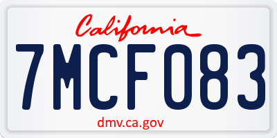 CA license plate 7MCF083