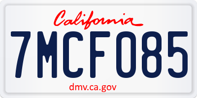 CA license plate 7MCF085