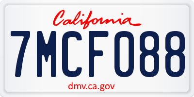 CA license plate 7MCF088