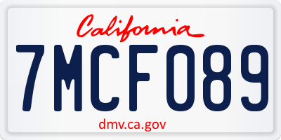 CA license plate 7MCF089