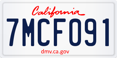 CA license plate 7MCF091