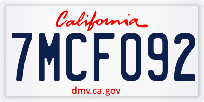 CA license plate 7MCF092