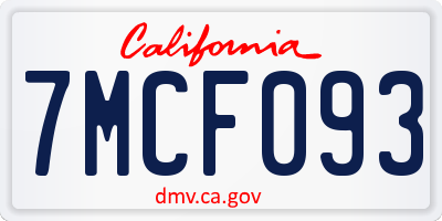 CA license plate 7MCF093