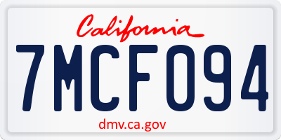CA license plate 7MCF094