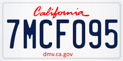 CA license plate 7MCF095