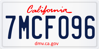 CA license plate 7MCF096