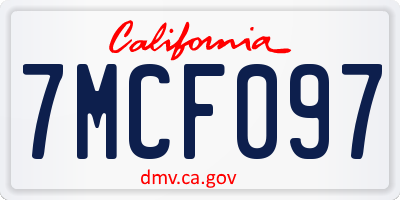 CA license plate 7MCF097