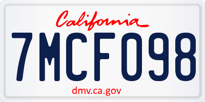 CA license plate 7MCF098
