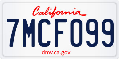 CA license plate 7MCF099