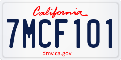 CA license plate 7MCF101