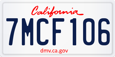 CA license plate 7MCF106