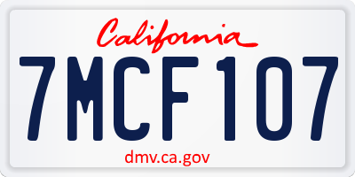 CA license plate 7MCF107