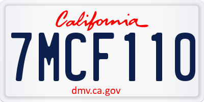 CA license plate 7MCF110