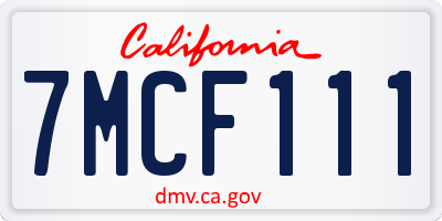 CA license plate 7MCF111