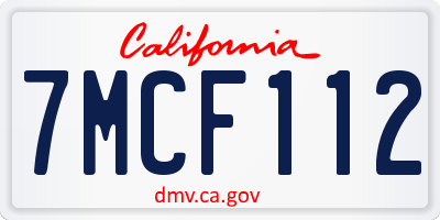 CA license plate 7MCF112