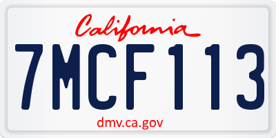 CA license plate 7MCF113