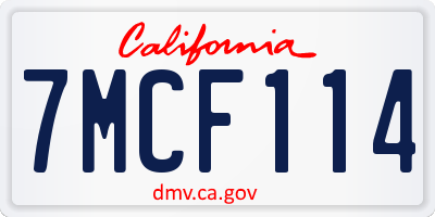 CA license plate 7MCF114
