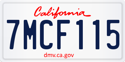 CA license plate 7MCF115
