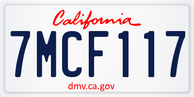 CA license plate 7MCF117