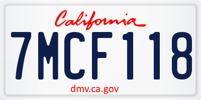 CA license plate 7MCF118
