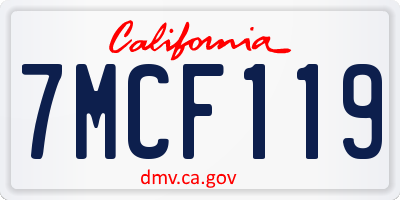 CA license plate 7MCF119