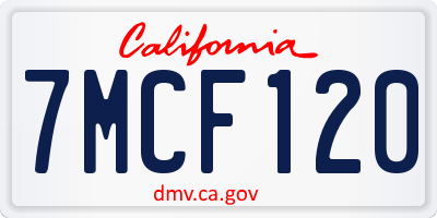 CA license plate 7MCF120