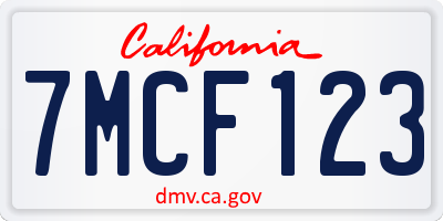 CA license plate 7MCF123