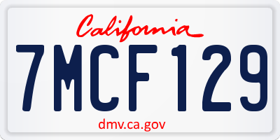 CA license plate 7MCF129