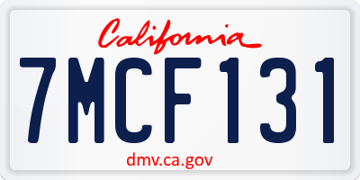 CA license plate 7MCF131