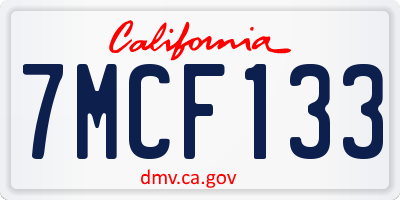 CA license plate 7MCF133