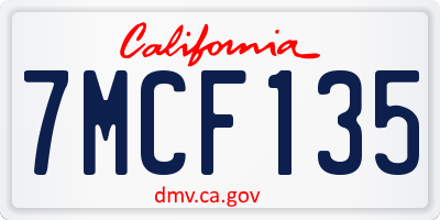 CA license plate 7MCF135